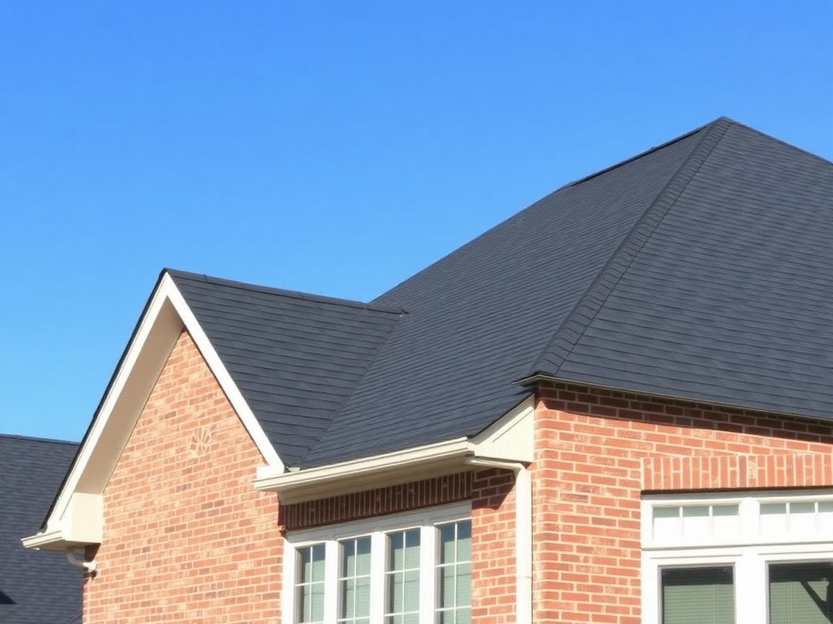 Newly installed architectural shingle roof on a Chicago area brick home